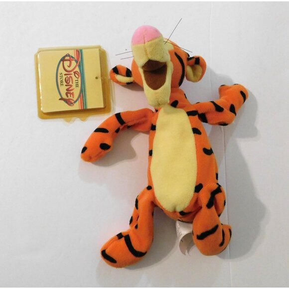 Disney Store Tigger Mini Bean Bag Plush 9" Stripey Fun Orange Yellow - Picture 4 of 8